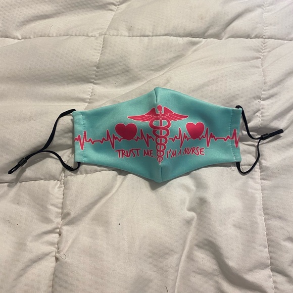 Nurse Themed Blue & Pink Adjustable Face Mask🩺♥️⚕️ - Picture 5 of 9
